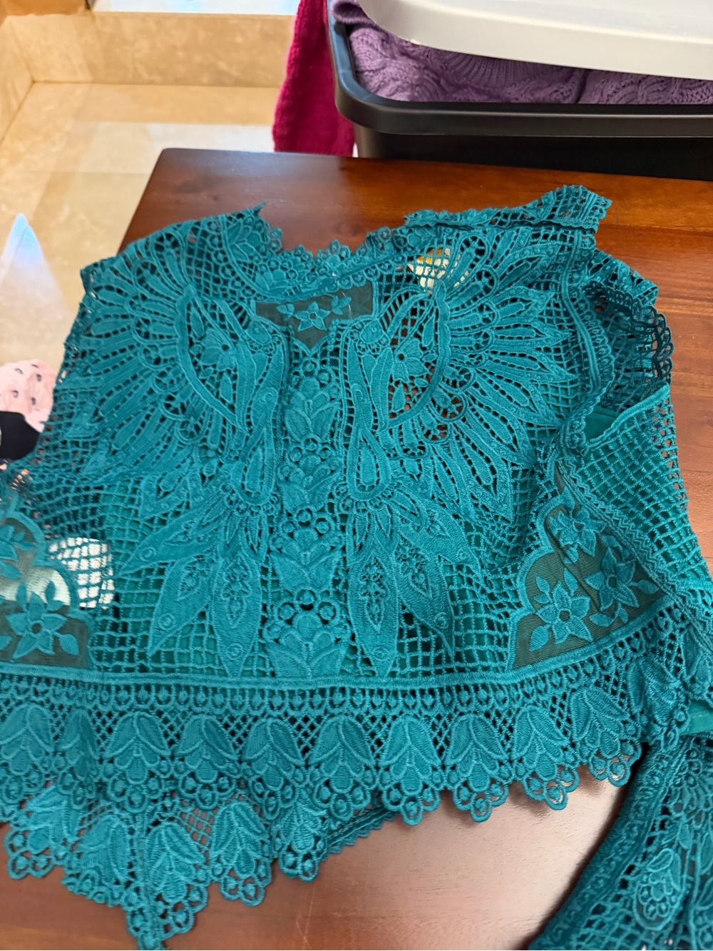 FARM RIO Green Toucan Guipure Sleeveless Top & Maxi Skirt (131) - Picture 4 of 8